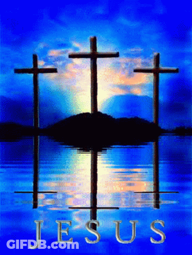 Three Crosses Reflected In Water Jesus GIF