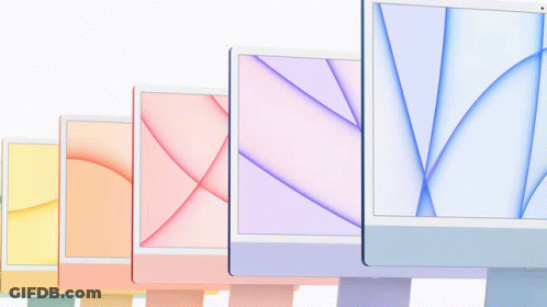 Three Different Colored Computer Monitors GIF