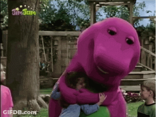 Three Dinosaurs On Hill GIF