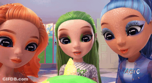 Three Dolls One Wearing Magic Shirt GIF