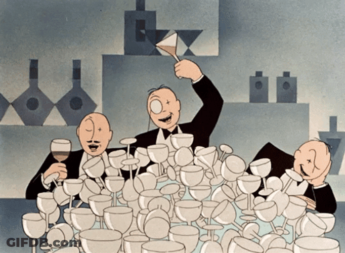 Three Drunk Animated Men Party Time GIF