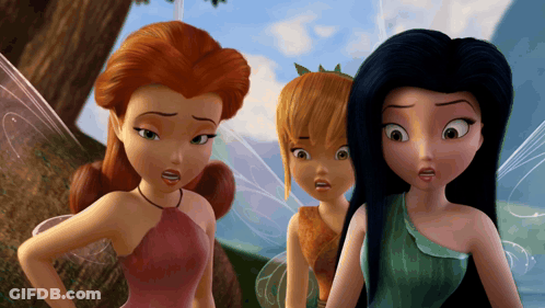 Three Fairies Standing With Wide Eyes GIF