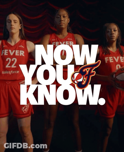 Three Female Basketball Players Stand In Front Of A Now You Know Advertisement GIF