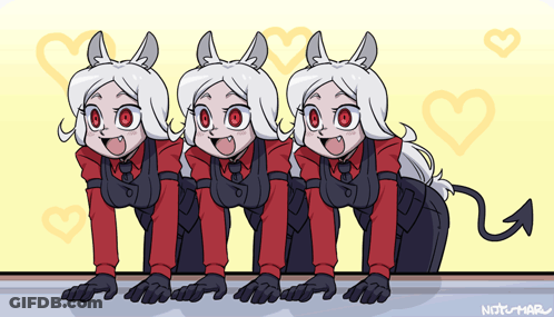 Three Female Demons With Hearts By Notu-Har GIF