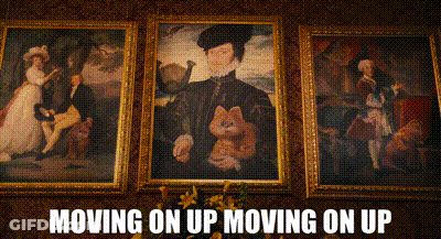 Three Framed Paintings With Moving On Up GIF