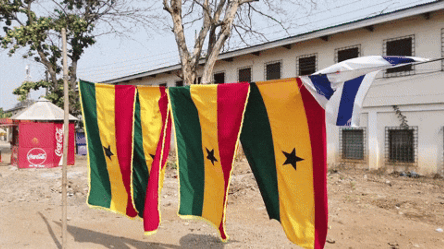 Three Ghana Flags Hanging GIF