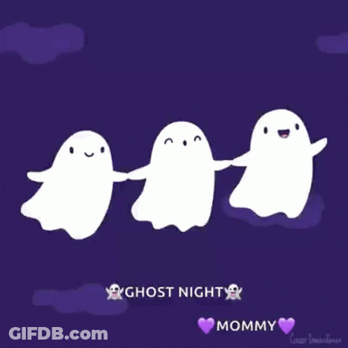 Three Ghosts Holding Hands Ghost Night Mommy GIF