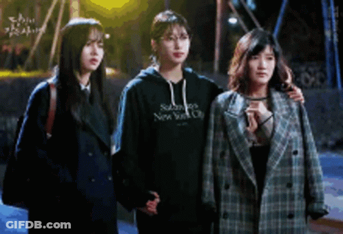 Three Girls One Wearing New York City Sweatshirt GIF