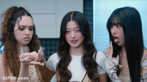Three Girls Standing Next To Each Other GIF