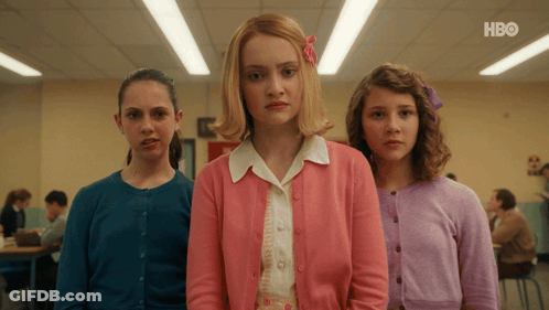 Three Girls Standing Next To HBO GIF