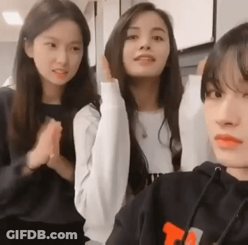 Three Girls Standing With Hoodie Letter T GIF