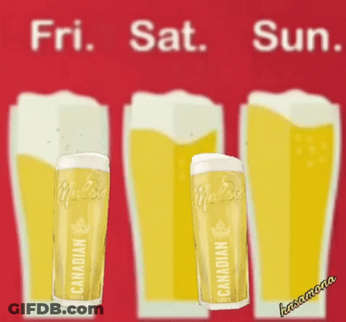 Three Glasses Of Canadian Beer Are Lined Up In A Row GIF