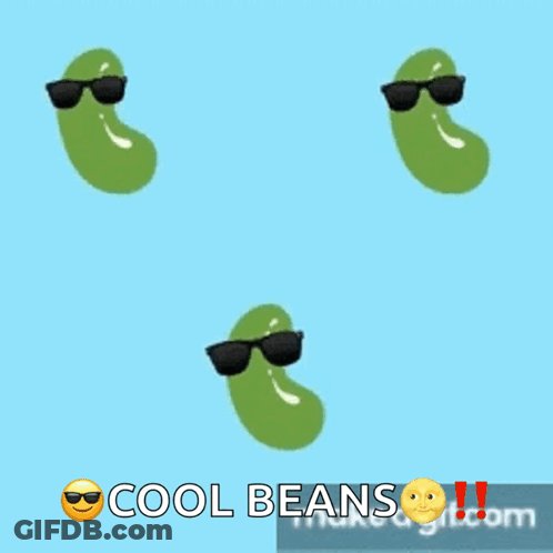 Three Green Beans Wearing Sunglasses GIF