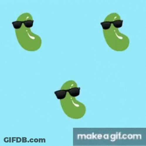 Three Green Beans Wearing Sunglasses GIF