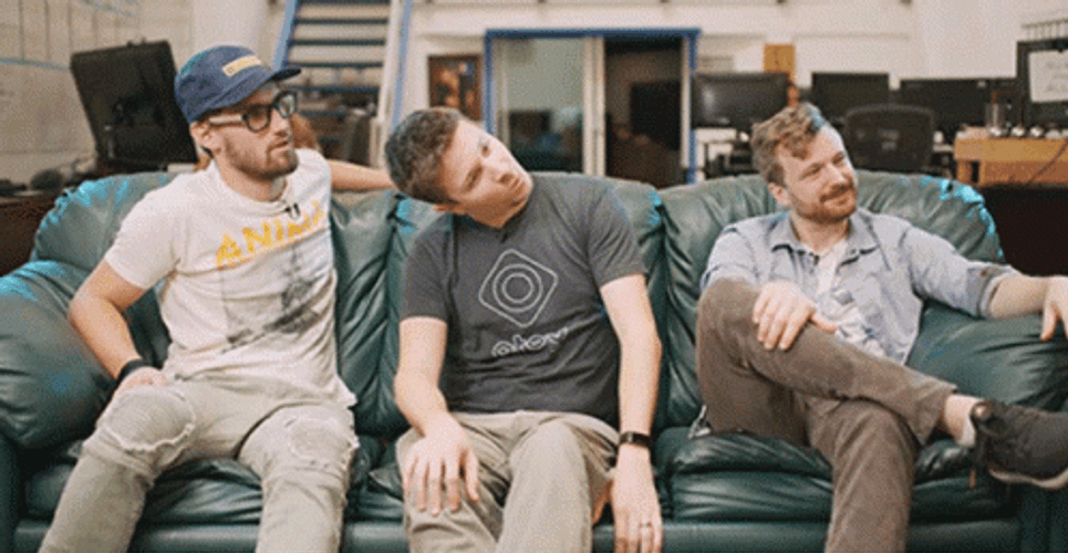 Three Guys Head Rotate GIF