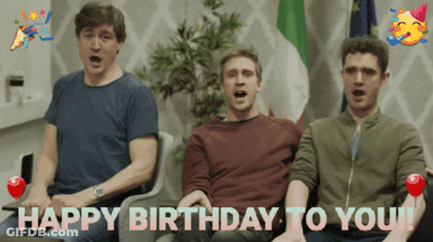 Three Guys Singing Happy Birthday Man GIF
