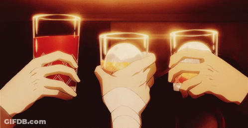 Three Hands Toasting With Glasses GIF