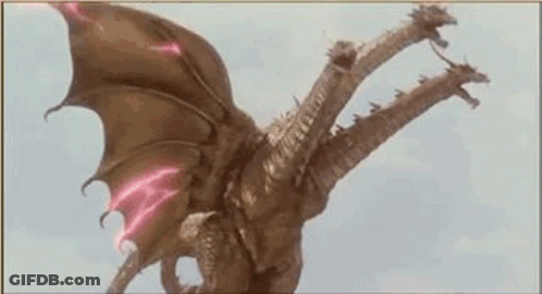 Three-Headed Dragon Flying GIF