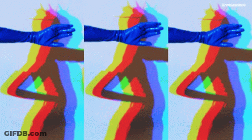Three Images Of A Woman 'S Torso With A Rainbow Colored Background And The Letters Aa On The Bottom GIF