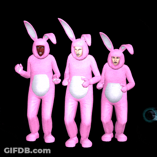 Three Jumping Pink Easter Bunny Animation GIF