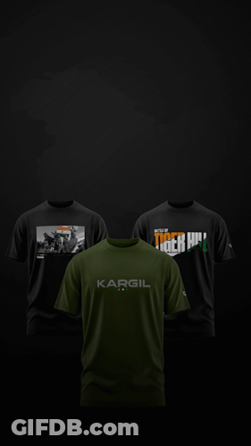 Three Kargil T-Shirts Displayed GIF