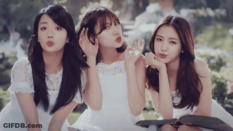 Three Korean Best Friends Listening GIF