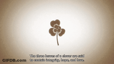 Three Leaves Of Clover Containing Integrity Hope And Love GIF