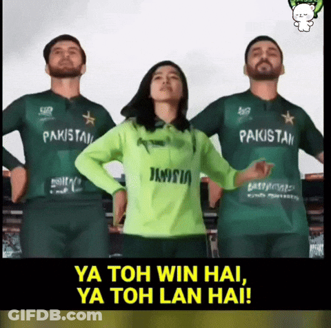 Three Men And A Woman In Green Pakistan Jerseys Dancing GIF