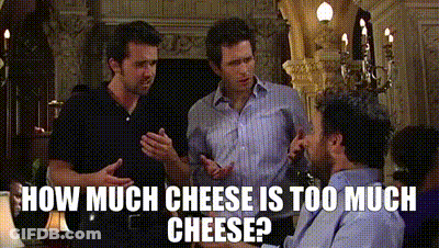 Three Men Are Talking In A Living Room With The Caption How Much Cheese Is Too Much Cheese GIF