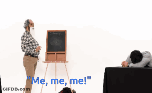 Three Men At Table Saying Me Me Me GIF