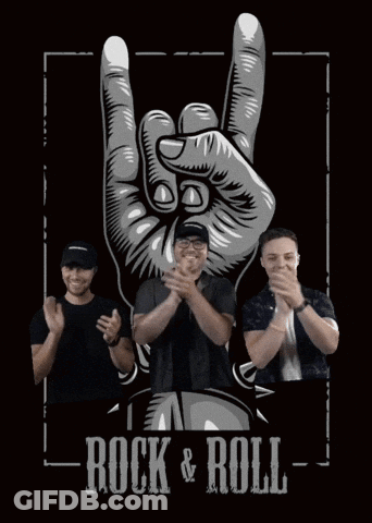 Three Men Clapping At Rock And Roll Sign GIF