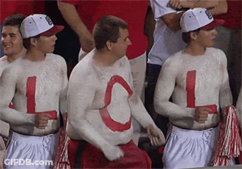 Three Men Covered In White Paint With Letter L GIF