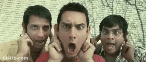 Three Men Covering Ears One Funny Face GIF