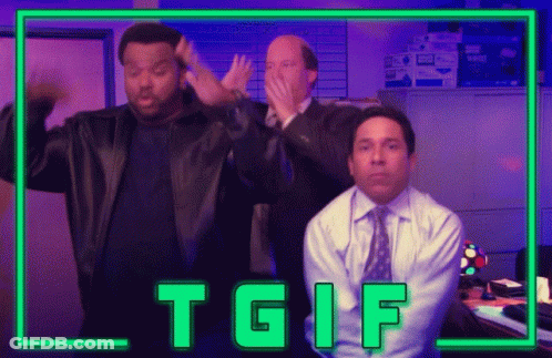 Three Men Dancing At TGIF Sign GIF