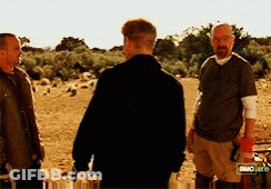 Three Men In Desert One In AMC Shirt GIF