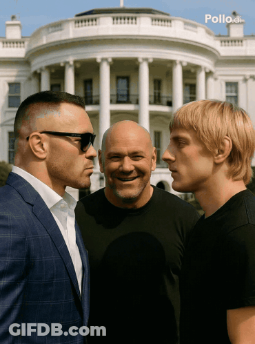 Three Men In Front Of White House Pollo GIF