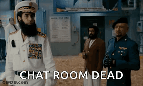Three Men In Military Uniforms With Chat Room Dead Sign GIF