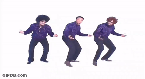 Three Men In Purple Jackets, Black Pants Dancing GIF