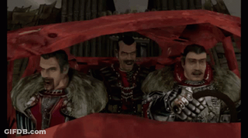 Three Men In Red Car One With Beard GIF