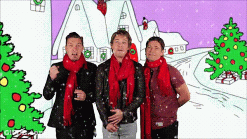 Three Men In Scarves Before Christmas Scene GIF