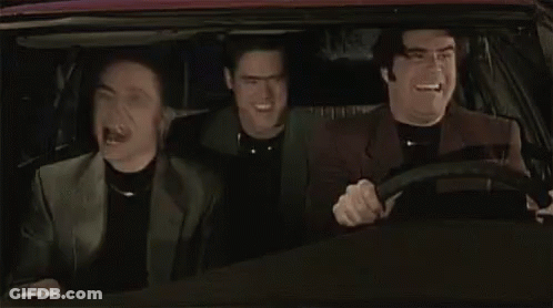 Three Men Laughing Driving Car GIF