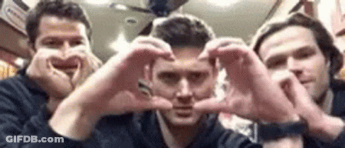 Three Men Making Heart Shape With Hands GIF