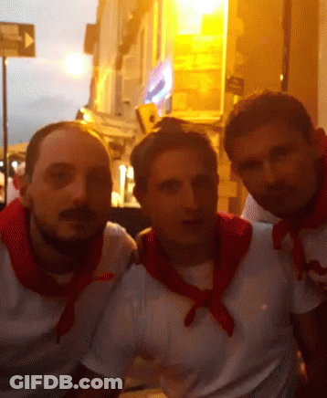 Three Men Posing One With Red Scarf GIF