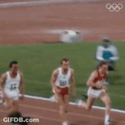 Three Men Running On Track GIF