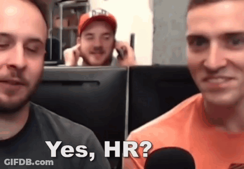 Three Men Sitting At Computer One Asking Yes Hr GIF