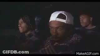 Three Men Sitting In Car Watching Movie One With White Hat GIF