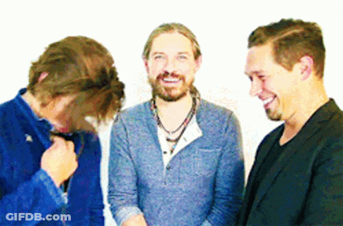 Three Men Smiling Together GIF