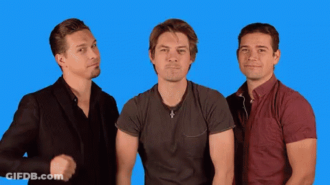 Three Men Standing Next To Each Other GIF