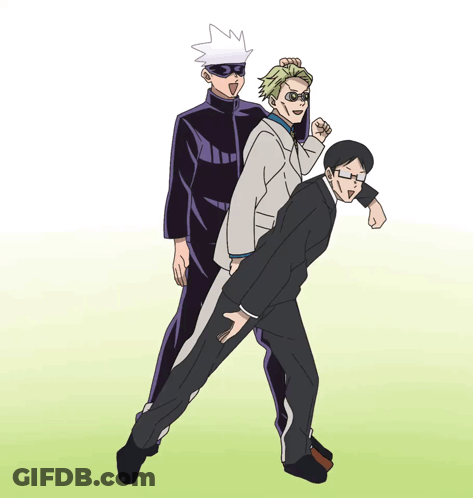 Three Men Standing With Arms Outstretched GIF