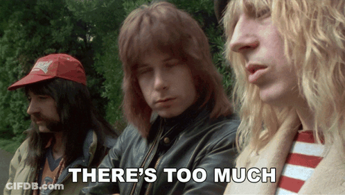 Three Men Standing With Saying There's Too Much GIF